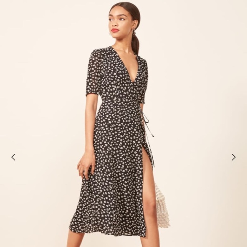 NWT Reformation Mona floral midi wrap dress L